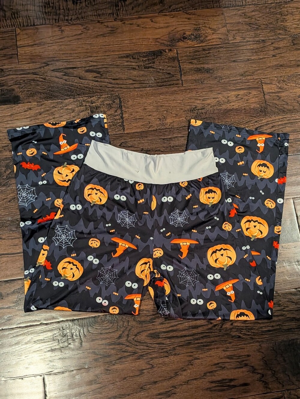 Halloween Pumpkin & Bat Pajama Pants - Black and Orange